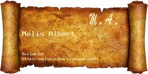Melis Albert névjegykártya